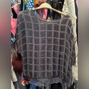 Joie Elegant Gray Beaded Blouse